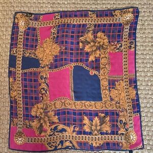 Art of the Scarf Square 100% Silk Status Print Vintage from Japan